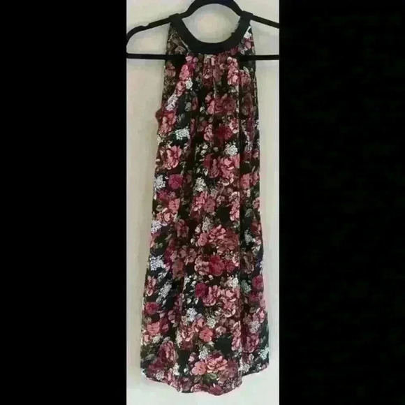 Women’s Vintage Mossimo Black Floral Halter Dress Size Xs rose floral print - Picture 1 of 3